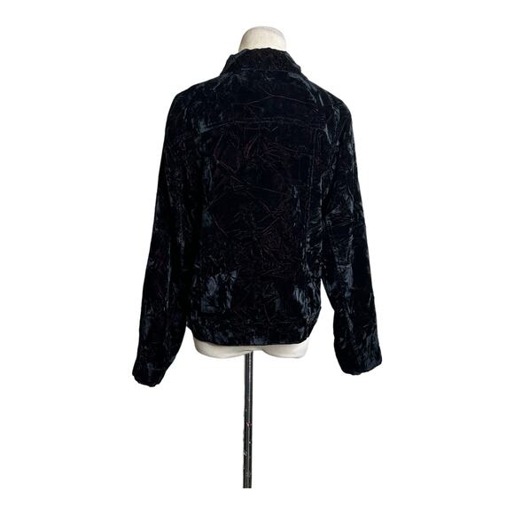 Chico's Design vintage black crushed velvet button jacket size 1 - M - Picture 12 of 13